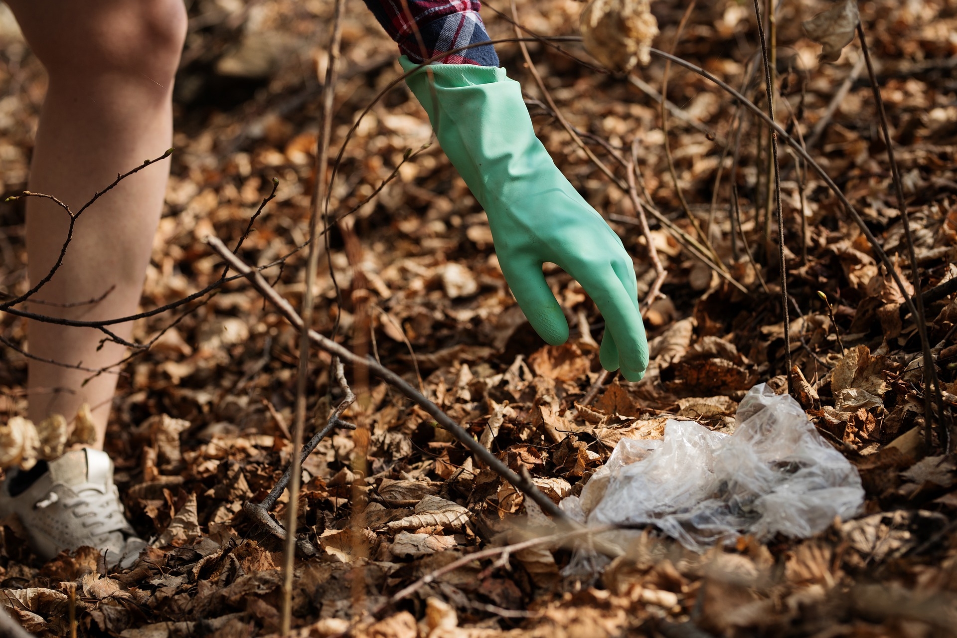 Plastiktüte liegt in der Natur