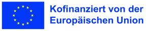 Logo Europäische Union mit einer blauen Flagge und darauf einem Kreis aus gelben Sternen mit Hinweis auf Kofinanzierung