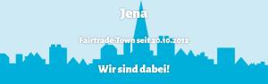 Stadtsilhouette in blau mit Schrift